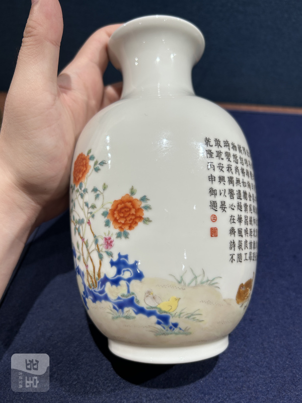民国 粉彩乾隆鸡缸杯图胆瓶 - 图5